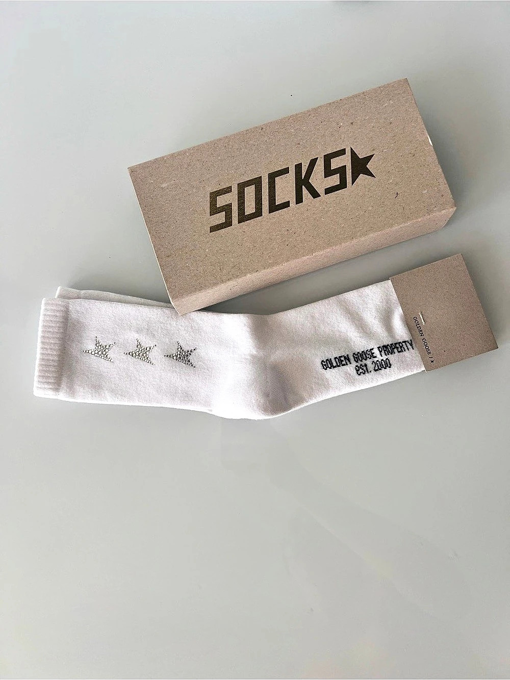 Golden Goose White Crystal Socks – Low Rib – Size M – New NWT